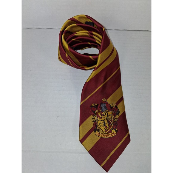 Harry Potter Gryffindor House Necktie Red Gold Striped Crest Tie Men's - Picture 1 of 6